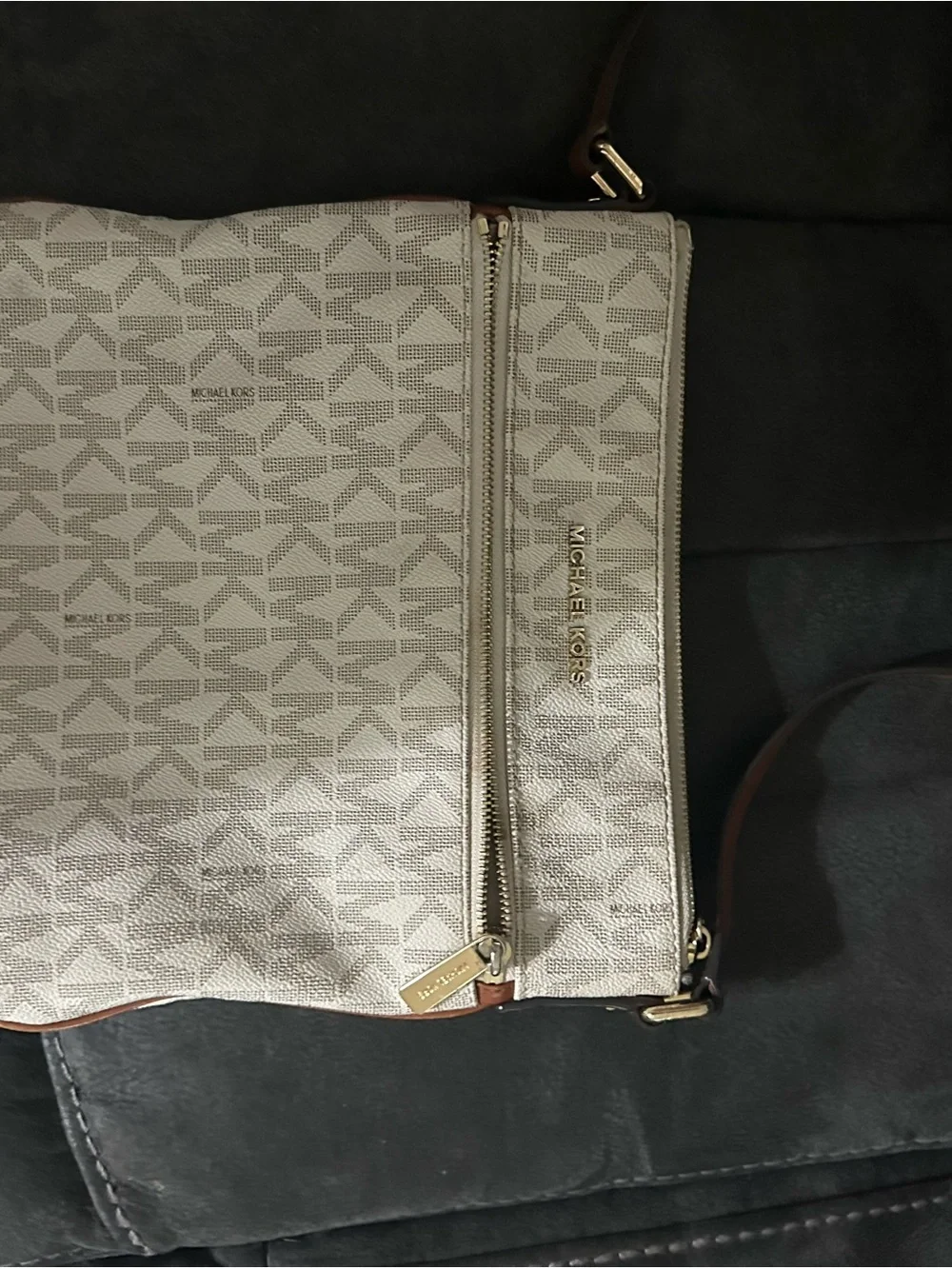 Michael Kors Neutral Logo Crossbody Bag in Beige and Brown